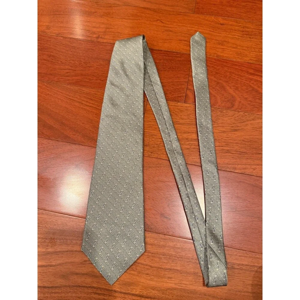Bill Blass Tie Black Label‎ Abstract Silk Vintage Green Art Deco Design 58